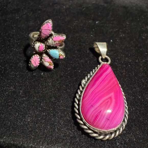 Sterling silver ring cotton candy turquoise sz 6 - Picture 3 of 4